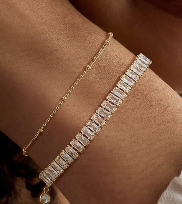 Bracelet for Women Gold Layered Set 14K Gold Filled Stackable Bracelets Trendy Figaro Satellite Chain Cuban Link Minimalist Dainty Bracelet Tennis Bracelet Jewelry